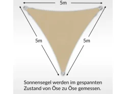 Toldoro Sonnensegel|Sonnensegel Dreieck 5x5x5m HDPE Luft & Wasserdurchlässig UV-Schutz Garten