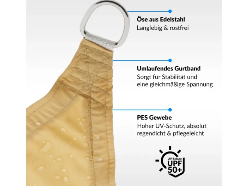 Sonnensegel Dreieck 4x4x5,6m UPF50+ PES Regendicht UV-Schutz Sonnenschutz Terrasse Garten*Toldoro Clearance