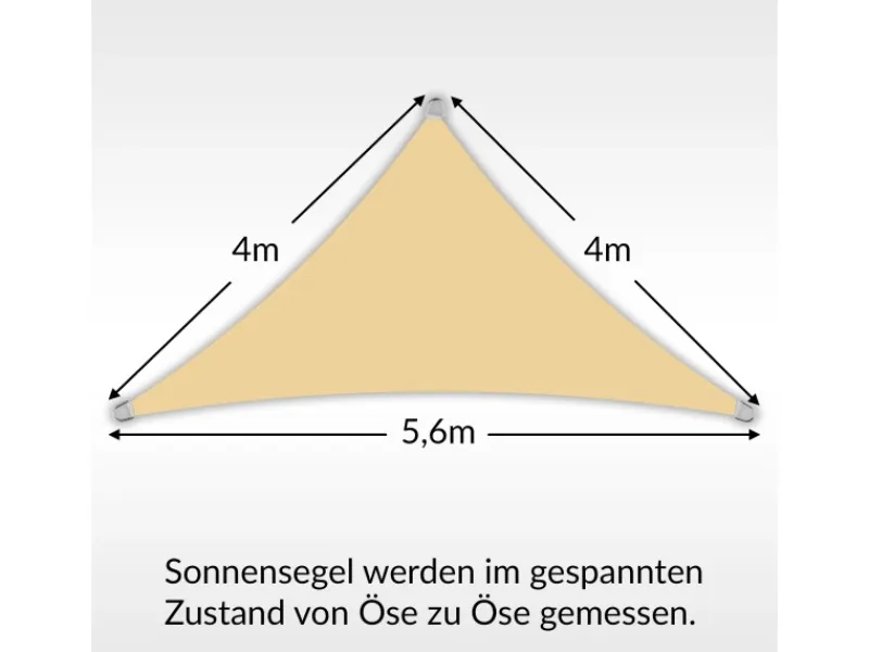 Sonnensegel Dreieck 4x4x5,6m UPF50+ PES Regendicht UV-Schutz Sonnenschutz Terrasse Garten*Toldoro Clearance