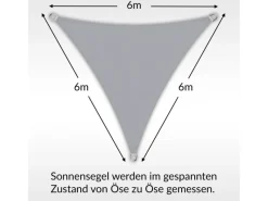 Sonnensegel Dreieck 6x6x6m UPF50+ PES Regendicht UV-Schutz Sonnenschutz Terrasse Garten*Toldoro Discount