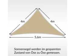 Toldoro Sonnensegel|Sonnensegel Dreieck 4x4x5,6m HDPE Luft & Wasserdurchlässig UV-Schutz Garten