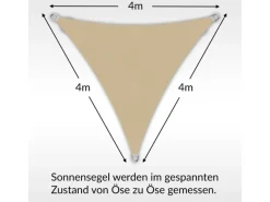 Sonnensegel Dreieck 4x4x4m HDPE Luft & Wasserdurchlässig UV-Schutz Garten*Toldoro