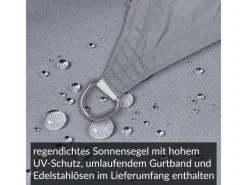 Toldoro Sonnensegel|Sonnensegel Komplettset 4,6x4,6x4,6m UPF50+ mit Befestigungsmaterial Halterung Pfosten Mast & Zubehör Regendicht Sonnenschutz