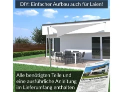 Toldoro Sonnensegel|Sonnensegel Komplettset 4,6x4,6x4,6m UPF50+ mit Befestigungsmaterial Halterung Pfosten Mast & Zubehör Regendicht Sonnenschutz