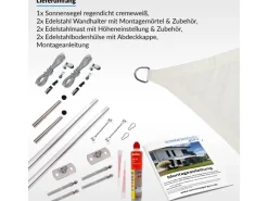 Toldoro Sonnensegel|Sonnensegel Komplettset 5,6x5,6m UPF50+ mit Befestigungsmaterial Halterung Pfosten Mast & Zubehör Regendicht UV-Schutz Sonnenschutz