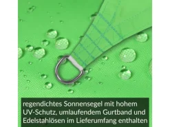 Sonnensegel Komplettset 4,6x4,6x6,5m UPF50+ mit Befestigungsmaterial Halterung Pfosten Mast & Zubehör Regendicht Sonnenschutz Apfel*Toldoro Discount