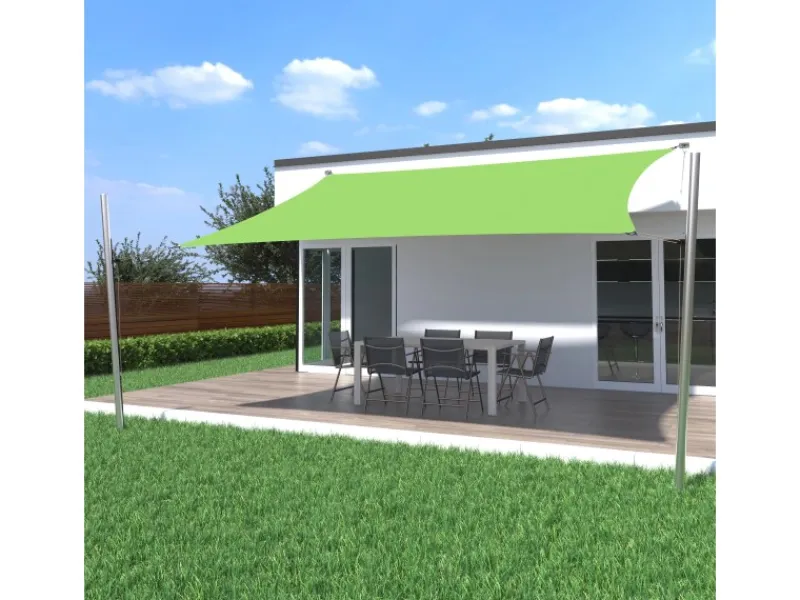 Toldoro Sonnensegel|Sonnensegel Komplettset 4,6x4,6m UPF50+ mit Befestigungsmaterial Halterung Pfosten Mast & Zubehör Regendicht UV-Schutz Sonnenschutz Apfel