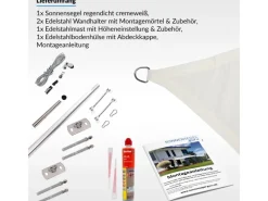 Sonnensegel Komplettset 5x5x5m UPF50+ mit Befestigungsmaterial Halterung Pfosten Mast & Zubehör Regendicht UV-Schutz Sonnenschutz*Toldoro Sale