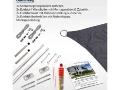 Toldoro Sonnensegel|Sonnensegel Komplettset 6x3m UPF50+ mit Befestigungsmaterial Halterung Pfosten Mast & Zubehör Regendicht UV-Schutz Sonnenschutz