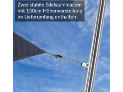 Sonnensegel Komplettset 6x4m UPF50+ mit Befestigungsmaterial Halterung Pfosten Mast & Zubehör Regendicht UV-Schutz Sonnenschutz*Toldoro Online