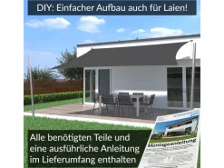 Sonnensegel Komplettset 6x4m UPF50+ mit Befestigungsmaterial Halterung Pfosten Mast & Zubehör Regendicht UV-Schutz Sonnenschutz*Toldoro Online