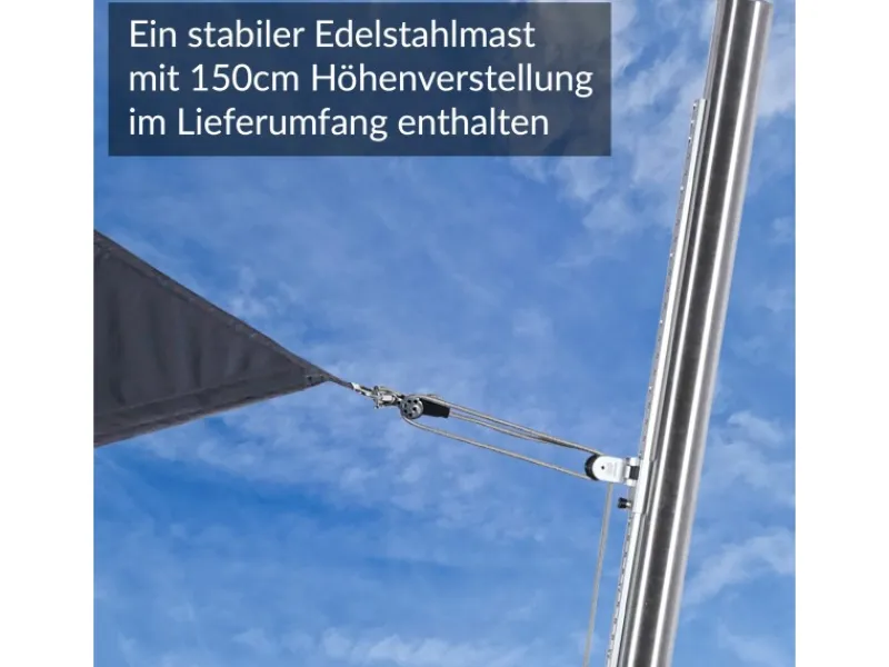 Sonnensegel Komplettset 4,6x4,6x4,6m UPF50+ mit Befestigungsmaterial Halterung Pfosten Mast & Zubehör Regendicht Sonnenschutz*Toldoro Best