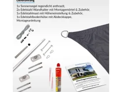 Sonnensegel Komplettset 4,6x4,6x6,5m UPF50+ mit Befestigungsmaterial Halterung Pfosten Mast & Zubehör Regendicht Sonnenschutz*Toldoro Clearance