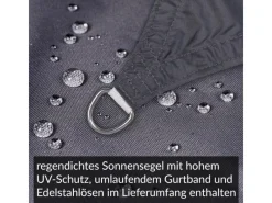 Toldoro Sonnensegel|Sonnensegel Komplettset 4x4x5,6m UPF50+ mit Befestigungsmaterial Halterung Pfosten Mast & Zubehör Regendicht UV-Schutz Sonnenschutz