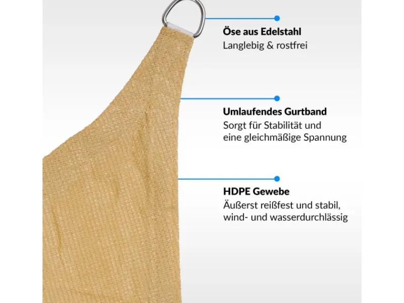 Sonnensegel Rechteck 6x4m HDPE Luft & Wasserdurchlässig UV-Schutz Garten*Toldoro Online