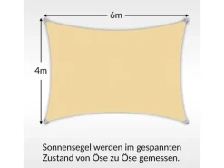 Sonnensegel Rechteck 6x4m HDPE Luft & Wasserdurchlässig UV-Schutz Garten*Toldoro Online