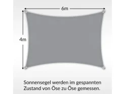 Sonnensegel Rechteck 6x4m HDPE Luft & Wasserdurchlässig UV-Schutz Garten*Toldoro Online