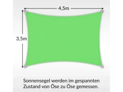 Sonnensegel Rechteck 4,5x3,5m UPF50+ PES Regendicht UV-Schutz Sonnenschutz Terrasse Garten Apfel*Toldoro Hot