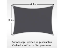 Toldoro Sonnensegel|Sonnensegel Rechteck 4,5x3,5m UPF50+ PES Regendicht UV-Schutz Sonnenschutz Terrasse Garten