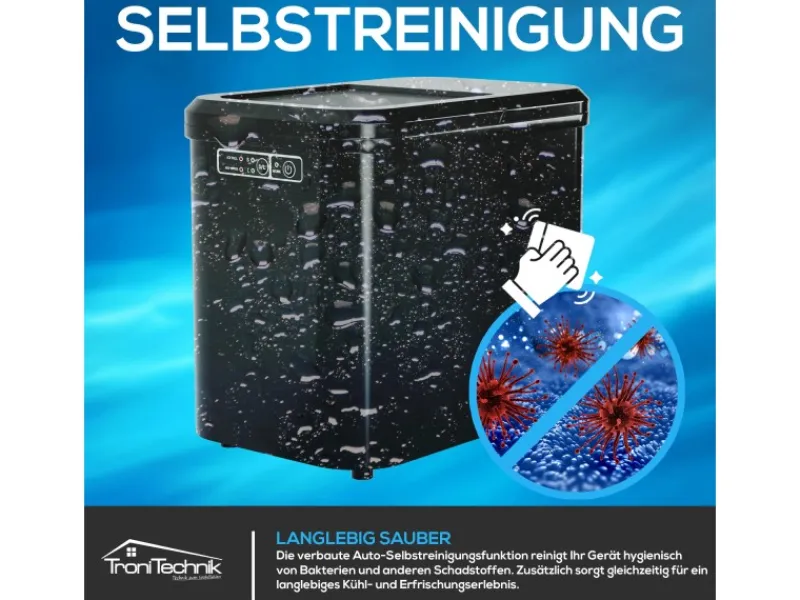 Eiswürfelmaschine Ice Maker Eiswürfelbereiter Schwarz Kunststoff*Tronitechnik New