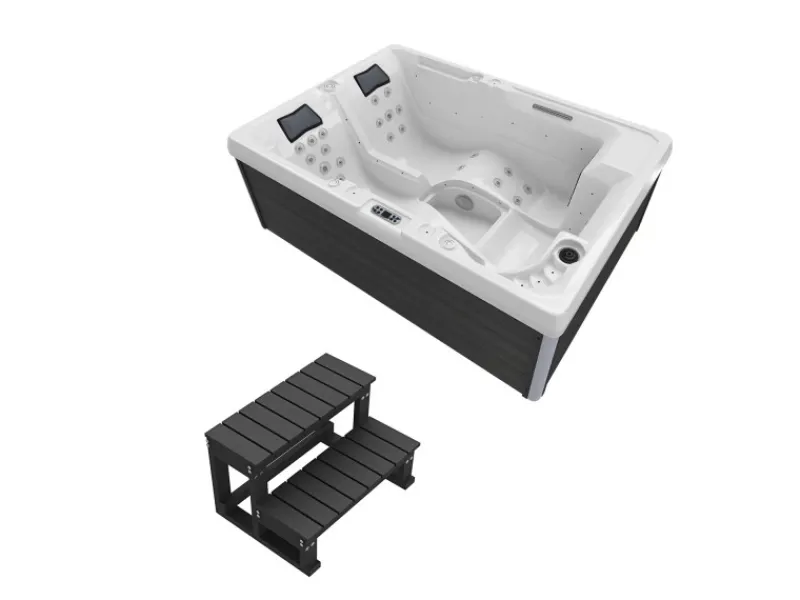 Tronitechnik Outdoor Whirlpools|Outdoor Whirlpool Spa Elba Aussen Weiss 210Cm X 150Cm Mit Heizung Hydromassage Bluetooth Inkl Treppe