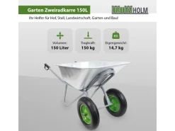 TRUTZHOLM Streuwagen|Schubkarre Zweiradkarre 2 Rad PU Rad 150l Traglast 150kg