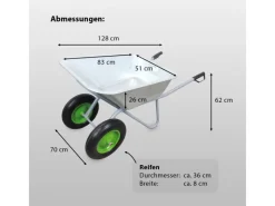 TRUTZHOLM Streuwagen|Schubkarre Zweiradkarre 2 Rad PU Rad 150l Traglast 150kg