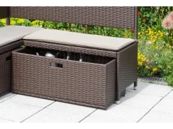 Unterschiebbox Polyrattan 49 x 95 x 40 cm Braun für Garten-Eckbank 3-Sitzer*Merxx New