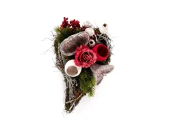 Urnengesteck Herz mit Rose Natur 40 cm*