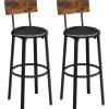 Sitzkissen|Vasagle Barhocker 2er Set mit PU-Bezug Braun-Schwarz