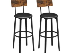 Sitzkissen|Vasagle Barhocker 2er Set mit PU-Bezug Braun-Schwarz