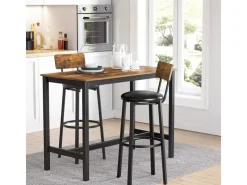 Sitzkissen|Vasagle Barhocker 2er Set mit PU-Bezug Braun-Schwarz