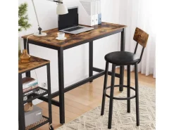 Sitzkissen|Vasagle Barhocker 2er Set mit PU-Bezug Braun-Schwarz