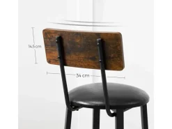 Sitzkissen|Vasagle Barhocker 2er Set mit PU-Bezug Braun-Schwarz