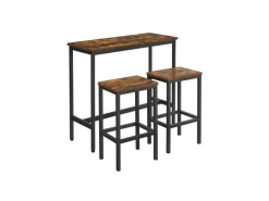 Gartenmöbel-Sets|Sitzkissen|Vasagle Stehtisch mit 2 Hocker Braun-Schwarz