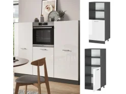 Kinder Kinder-Gartengeräte|Vicco Herdumbauschrank R-Line Herdschrank Hochglanz/Anthrazit 60 cm