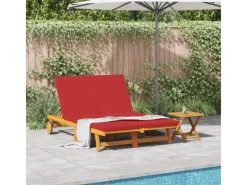 Sonnenliegen|vidaXL Doppel-Sonnenliege mit Rädern und Kissen Massivholz Akazie 3325192