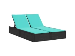 vidaXL Doppel-Sonnenliege mit Kissen Poly-Rattan 368636* Online