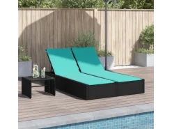vidaXL Doppel-Sonnenliege mit Kissen Poly-Rattan 368636* Online