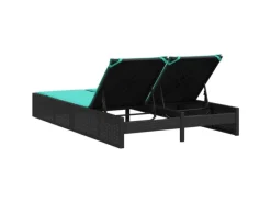 vidaXL Doppel-Sonnenliege mit Kissen Poly-Rattan 368636* Online