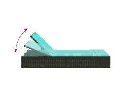 vidaXL Doppel-Sonnenliege mit Kissen Poly-Rattan 368636* Online