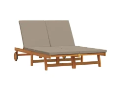 vidaXL Doppel-Sonnenliege mit Rädern und Kissen Massivholz Akazie 3325191* Sale
