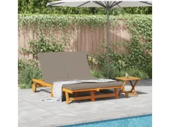 vidaXL Doppel-Sonnenliege mit Rädern und Kissen Massivholz Akazie 3325191* Sale