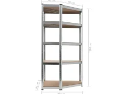 vidaXL Eckregal mit 5 Böden n Stahl & Holzwerkstoff 144264*