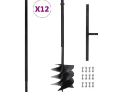 Bodenbearbeitung|vidaXL Erdbohrer mit Griff 250 mm mit Verlängerungsrohr 12 m Stahl 3059408