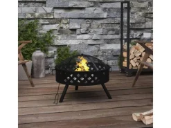 Feuerschalen|vidaXL Feuerschale mit Schürhaken 58 cm XXL Stahl