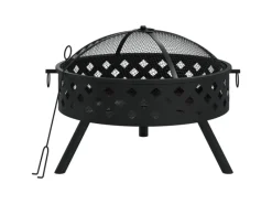 Feuerschalen|vidaXL Feuerschale mit Schürhaken 58 cm XXL Stahl