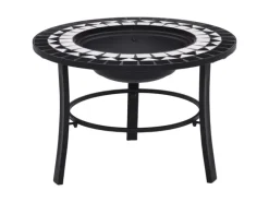 Gartenkamine|Feuerschalen|vidaXL Feuerstelle Mosaik Keramik Schwarz und Weiß 68 cm
