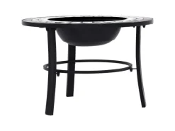 Gartenkamine|Feuerschalen|vidaXL Feuerstelle Mosaik Keramik Schwarz und Weiß 68 cm