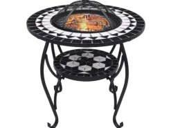 vidaXL Feuertisch Mosaik Keramik Schwarz und Weiß 68 cm* Best